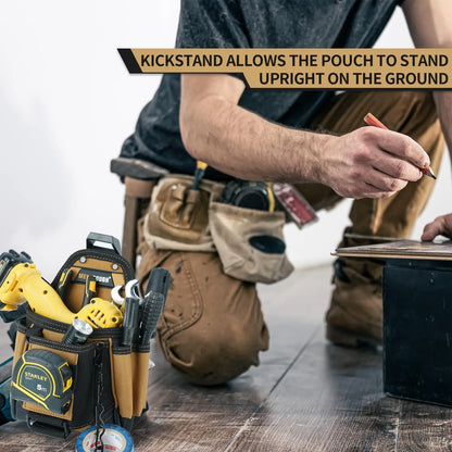 MELOTOUGH Electrician Tool Pouch Tool Belt Pouch with Belt Clip, Standalone Kickstand