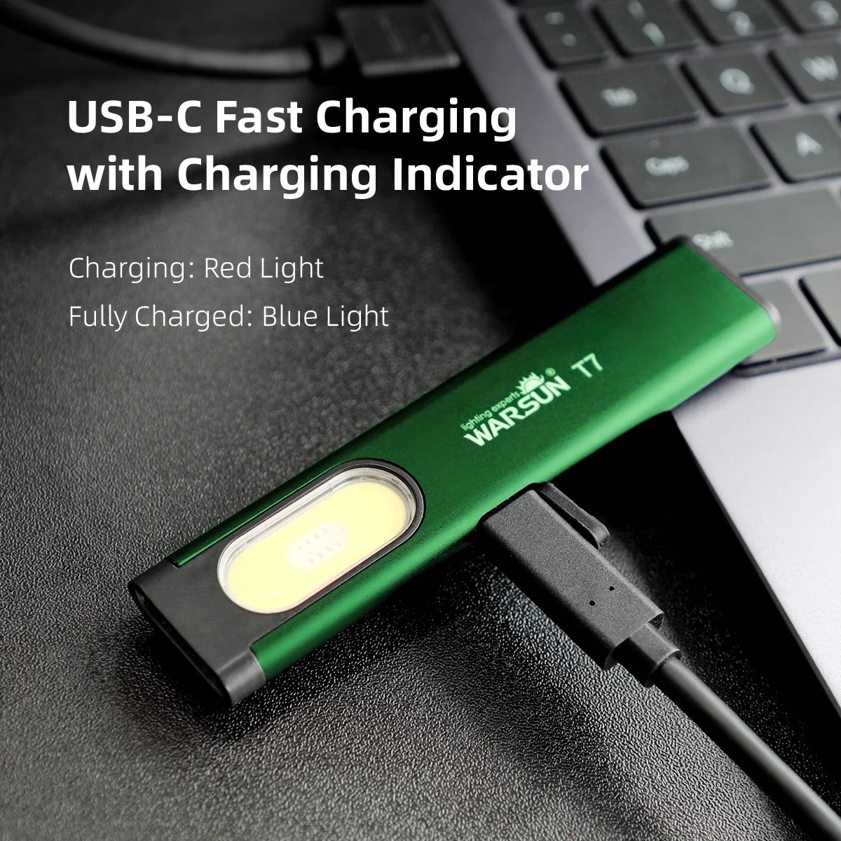 Slimline USB-C Rechargeable Warsun T7 LED Flashlight